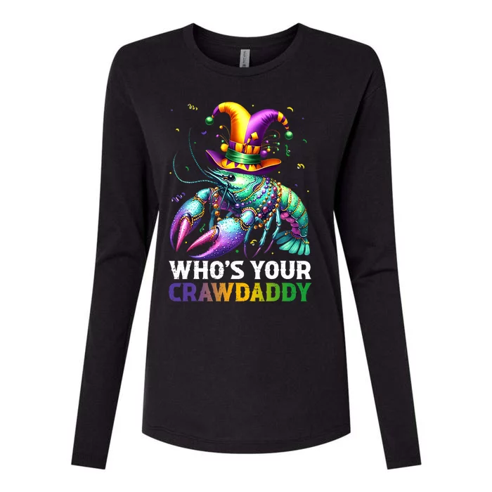 Funny Mardi Gras Whos Your Crawdaddy Crawfish Jester Beads Womens Cotton Relaxed Long Sleeve T-Shirt