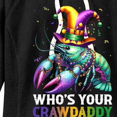 Funny Mardi Gras Whos Your Crawdaddy Crawfish Jester Beads Women's Fleece Hoodie