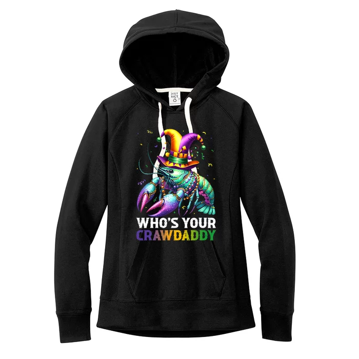 Funny Mardi Gras Whos Your Crawdaddy Crawfish Jester Beads Women's Fleece Hoodie