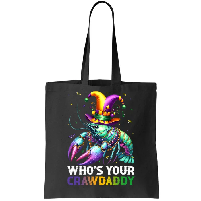 Funny Mardi Gras Whos Your Crawdaddy Crawfish Jester Beads Tote Bag