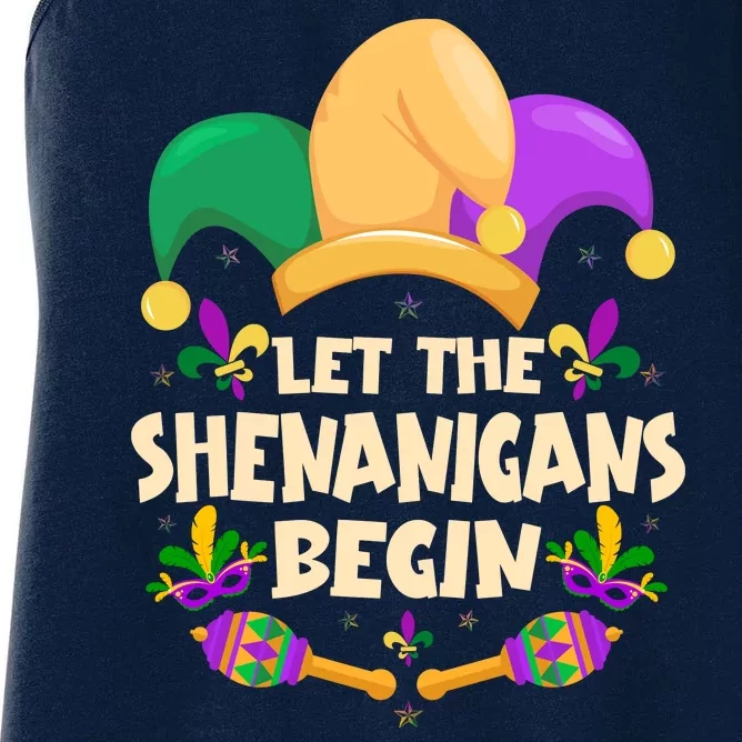 Funny Mardi Gras Let The Shenanigans Begin Women's Racerback Tank