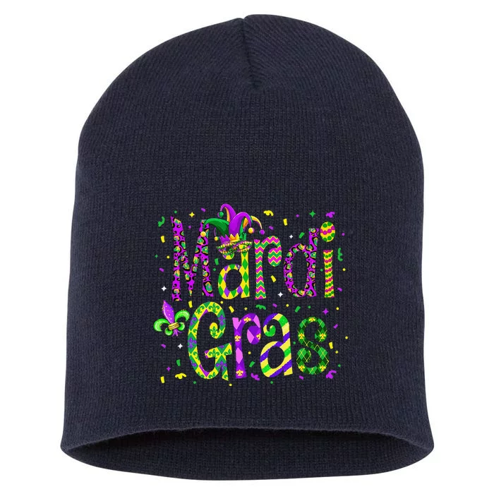 Funny Mardi Gras Parade Jester Hat Short Acrylic Beanie