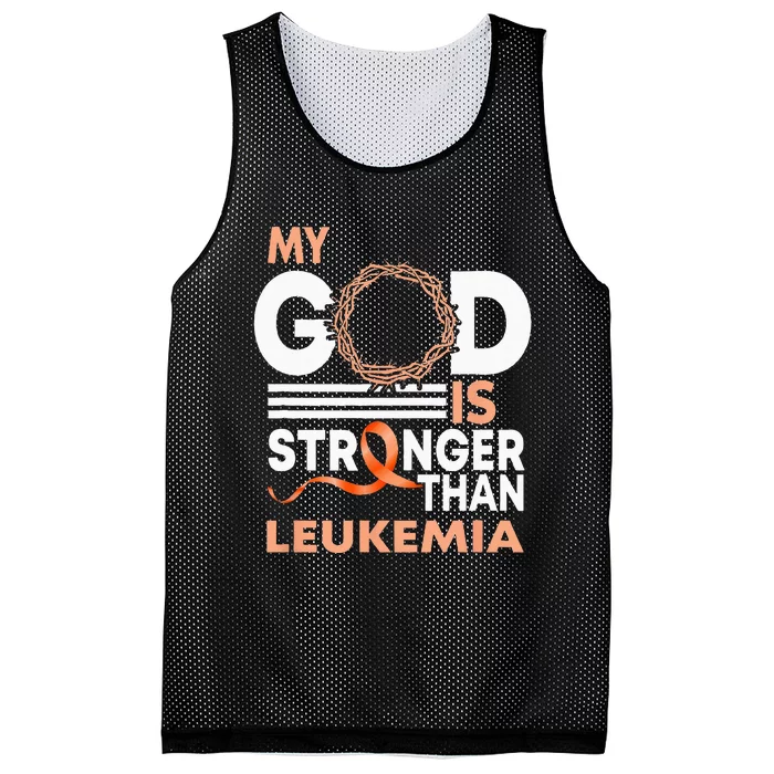 Faith My God Is Stronger Than Leukemia Awareness Ribbon Mesh Reversible Basketball Jersey Tank