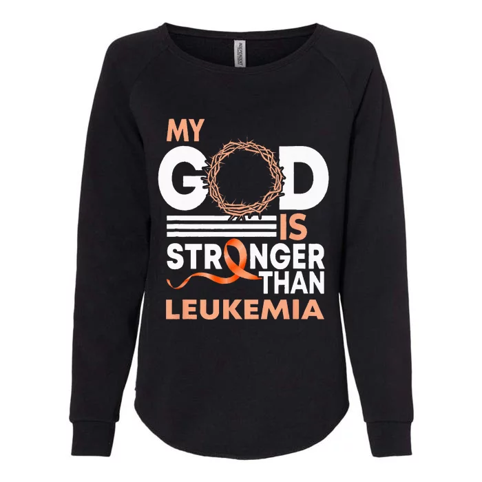 Faith My God Is Stronger Than Leukemia Awareness Ribbon Womens California Wash Sweatshirt