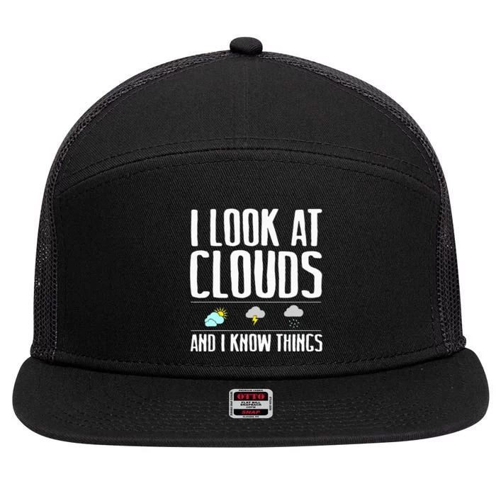 Funny Meteorologist Gift Cool Chaser Weather Forecast Clouds 7 Panel Mesh Trucker Snapback Hat