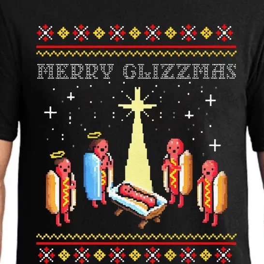 Funny Merry Glizzmas Tacky Merry Christmas Hot Dogs Pajama Set