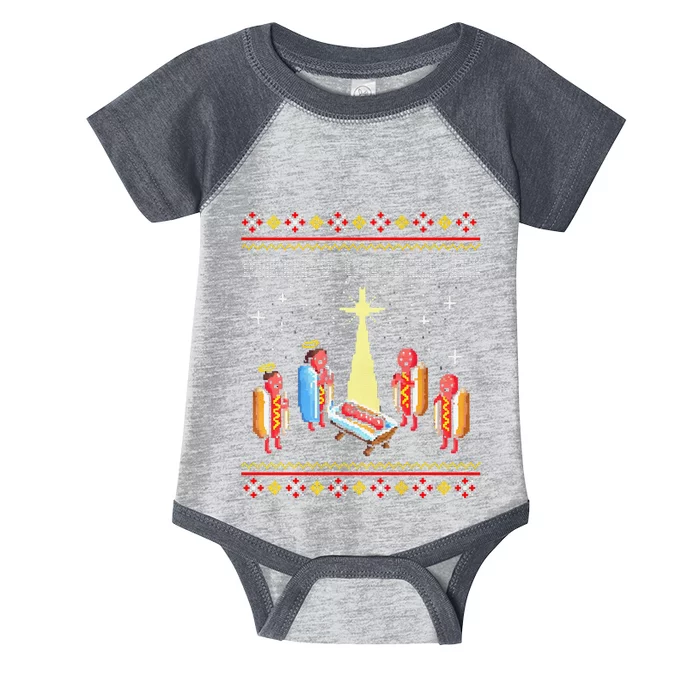 Funny Merry Glizzmas Tacky Merry Christmas Hot Dogs Infant Baby Jersey Bodysuit