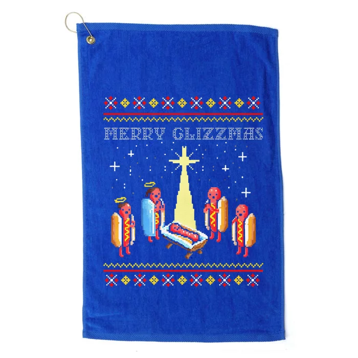 Funny Merry Glizzmas Tacky Merry Christmas Hot Dogs Platinum Collection Golf Towel