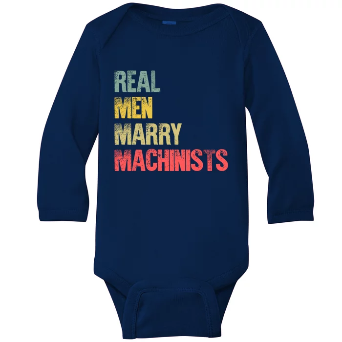 Funny Marriage Gift Real Marry Machinists Groom Gift Baby Long Sleeve Bodysuit