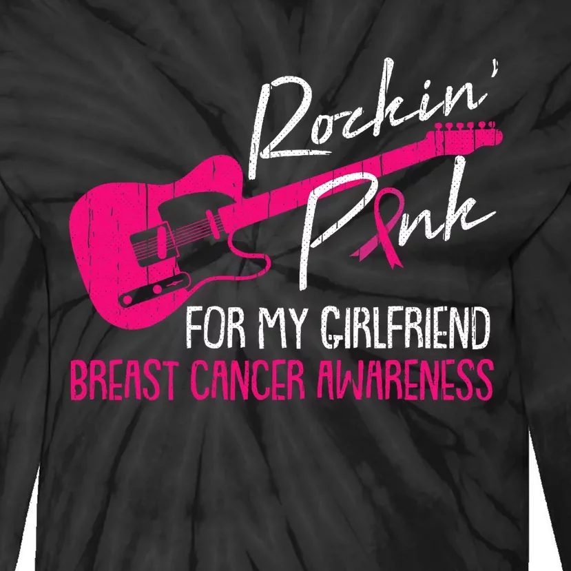 For My Girlfriend Breast Cancer Awareness Boyfriend Warrior Tie-Dye Long Sleeve Shirt