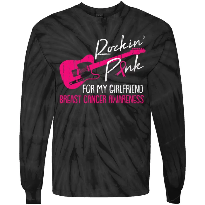 For My Girlfriend Breast Cancer Awareness Boyfriend Warrior Tie-Dye Long Sleeve Shirt