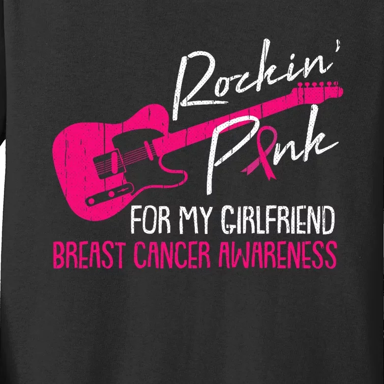 For My Girlfriend Breast Cancer Awareness Boyfriend Warrior Kids Long Sleeve Shirt