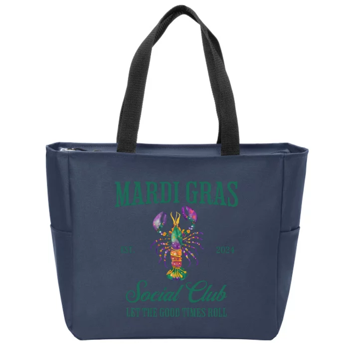 Funny Mardi Gras Est 2024 Social Club Let The Good Time Rolls Zip Tote Bag