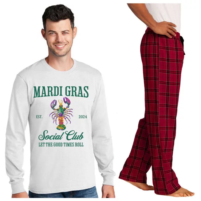 Funny Mardi Gras Est 2024 Social Club Let The Good Time Rolls Long Sleeve Pajama Set