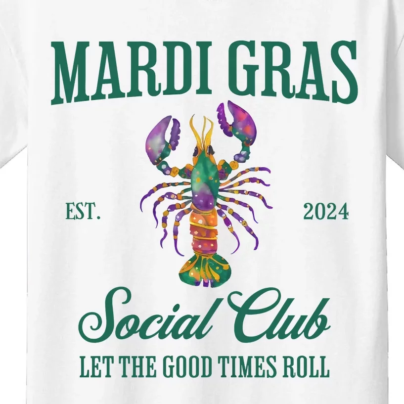 Funny Mardi Gras Est 2024 Social Club Let The Good Time Rolls Kids T-Shirt