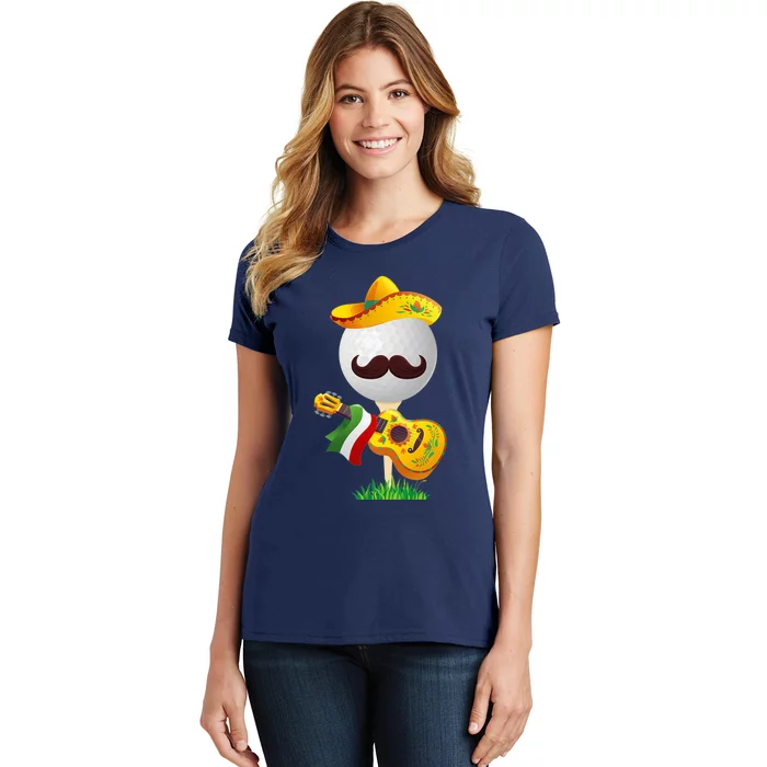 Funny Mexican Golf Ball Sombrero Guitar Cinco De Mayo Women's T-Shirt