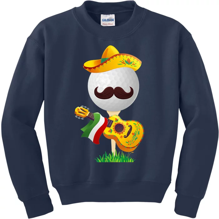 Funny Mexican Golf Ball Sombrero Guitar Cinco De Mayo Kids Sweatshirt