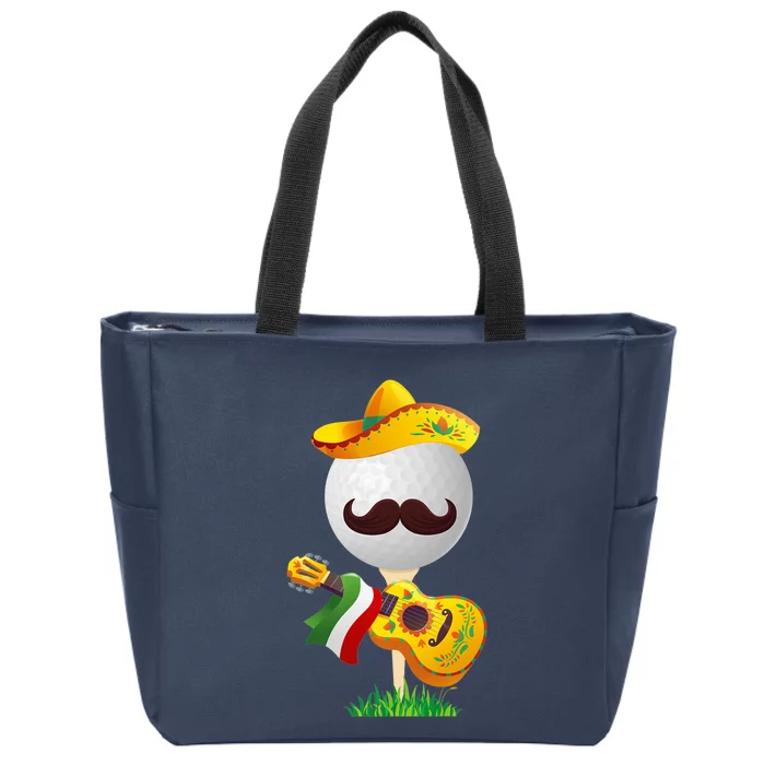 Funny Mexican Golf Ball Sombrero Guitar Cinco De Mayo Zip Tote Bag