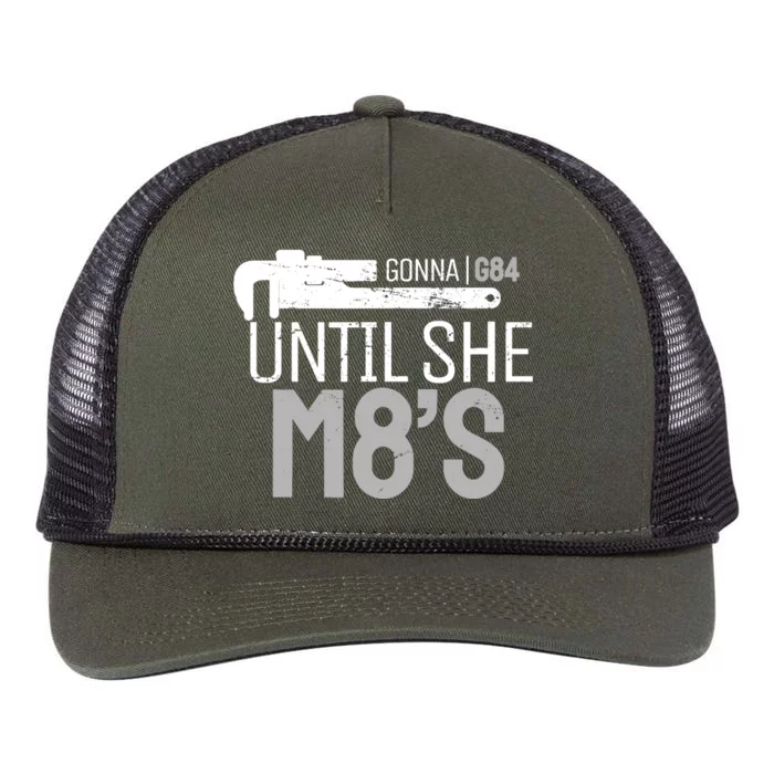 Funny Machinery G84 Until She M8's Machining for Machinists Retro Rope Trucker Hat Cap