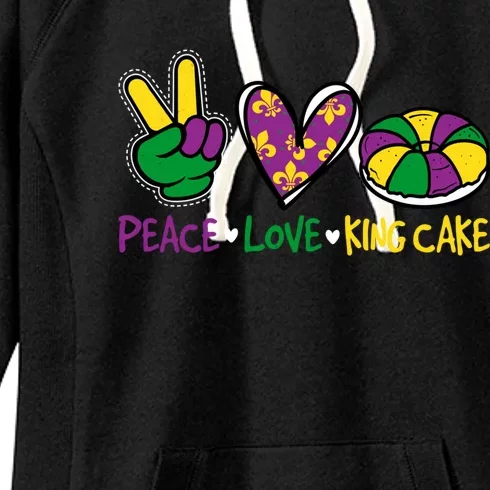 Funny Mardi Gras Festival Party Peace Love King Cake Gift Women's Fleece Hoodie