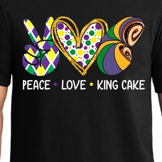 Funny Mardi Gras Festival Peace Love King Cake Party Gift Pajama Set