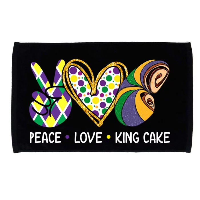 Funny Mardi Gras Festival Peace Love King Cake Party Gift Microfiber Hand Towel