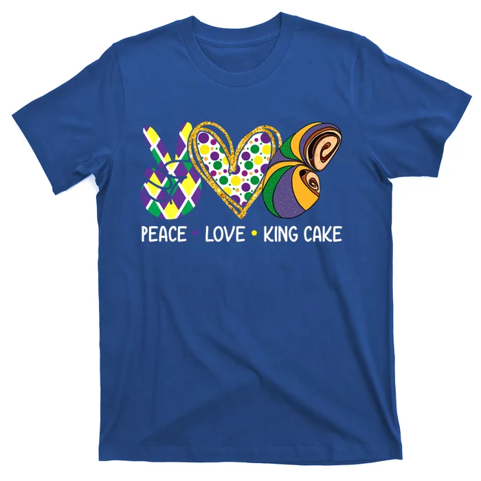 Funny Mardi Gras Festival Peace Love King Cake Party Gift T-Shirt