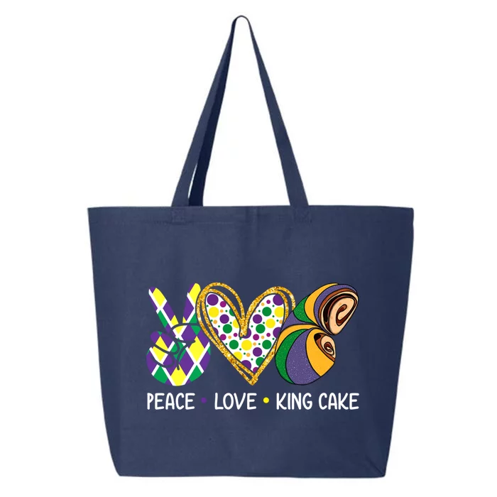 Funny Mardi Gras Festival Peace Love King Cake Party Gift 25L Jumbo Tote