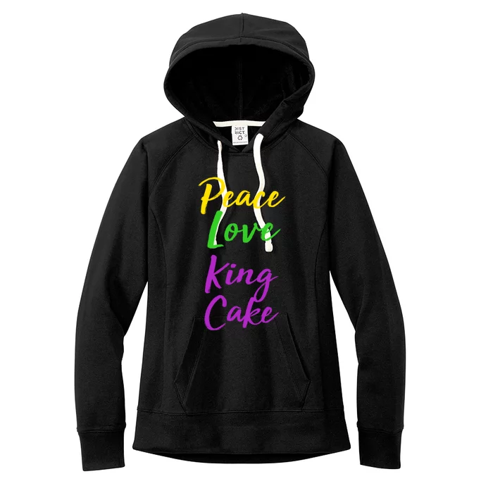 Funny Mardi Gras Funny Gift Party Quote Cute Peace Love King Cake Gift Women's Fleece Hoodie