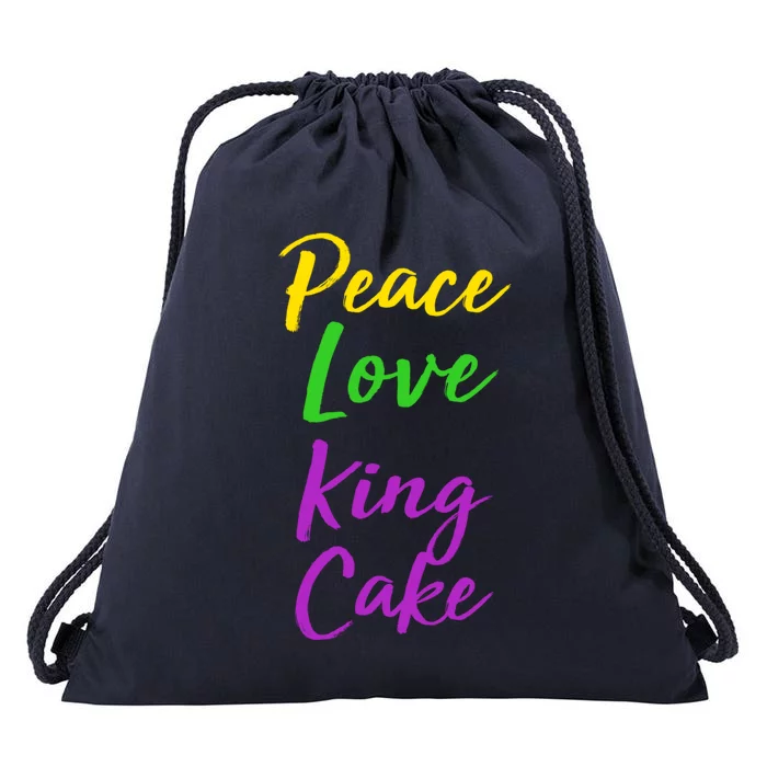 Funny Mardi Gras Funny Gift Party Quote Cute Peace Love King Cake Gift Drawstring Bag