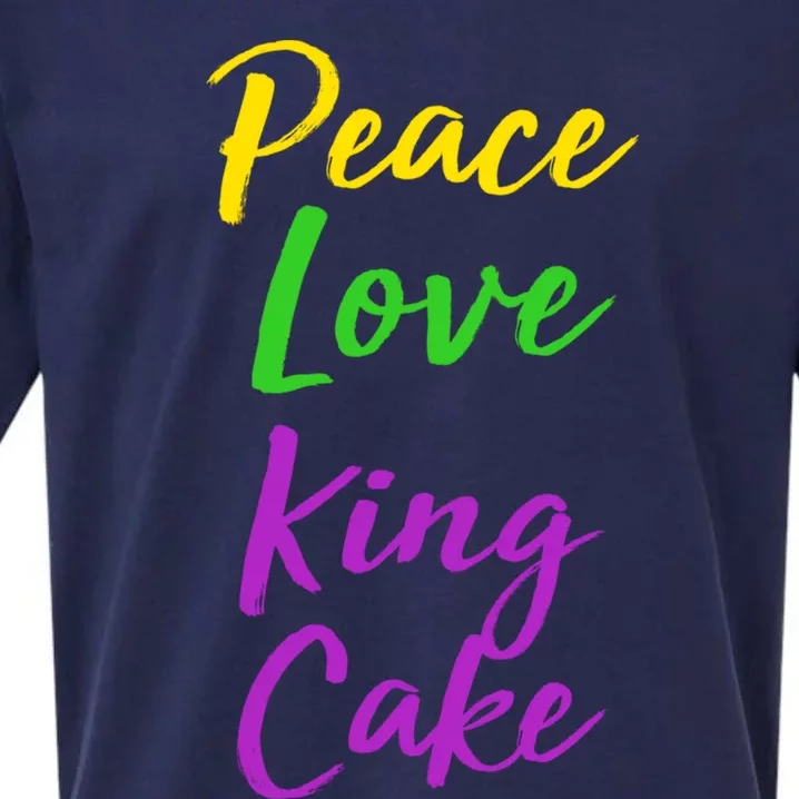 Funny Mardi Gras Funny Gift Party Quote Cute Peace Love King Cake Gift Sueded Cloud Jersey T-Shirt