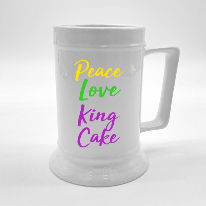 Funny Mardi Gras Funny Gift Party Quote Cute Peace Love King Cake Gift Front & Back Beer Stein