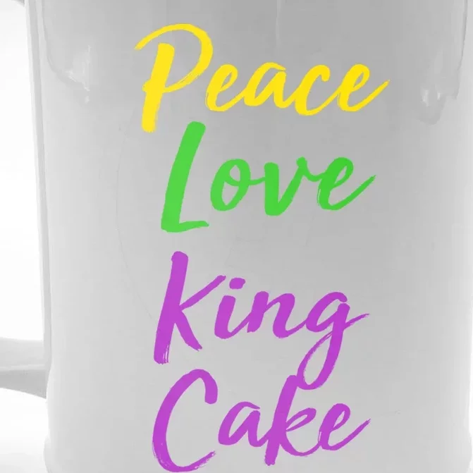 Funny Mardi Gras Funny Gift Party Quote Cute Peace Love King Cake Gift Front & Back Beer Stein