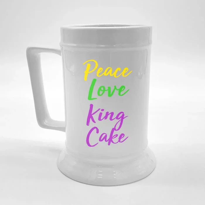 Funny Mardi Gras Funny Gift Party Quote Cute Peace Love King Cake Gift Front & Back Beer Stein