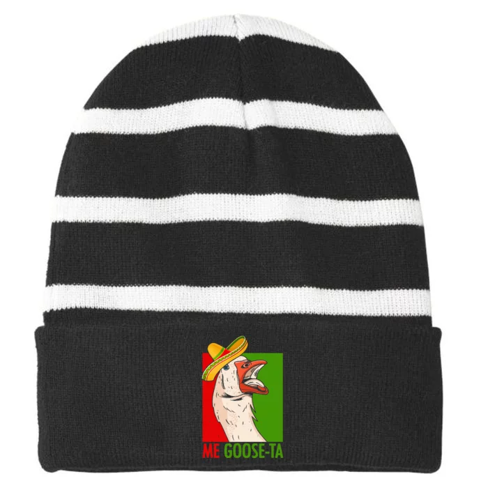 Funny Me Goose Ta Pun For Mexican Poultry Farmer Striped Beanie with Solid Band