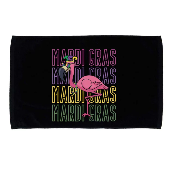 Flamingo Mardi Gras Party Microfiber Hand Towel