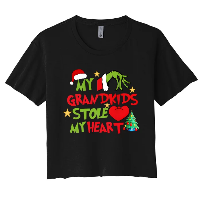 Funny My Grandkids Stole My Heart Women's Crop Top Tee