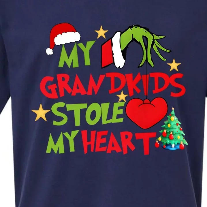 Funny My Grandkids Stole My Heart Sueded Cloud Jersey T-Shirt