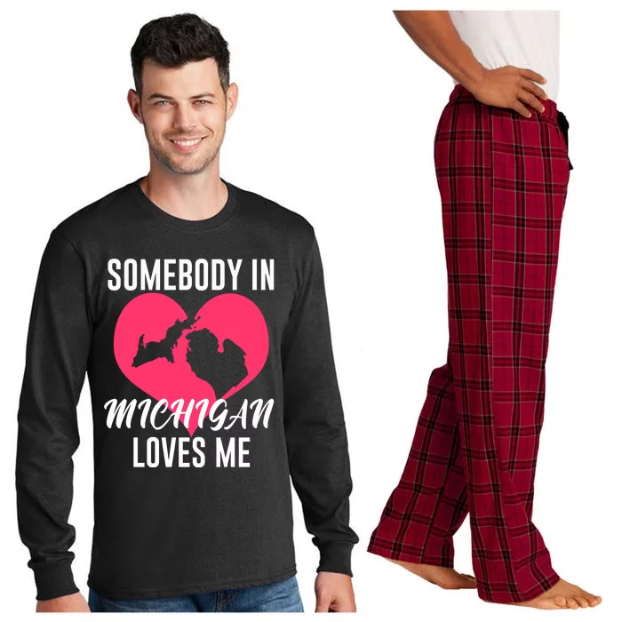 Funny Michigan Gift Somebody In Michigan Loves Me YOOPER Gift Long Sleeve Pajama Set