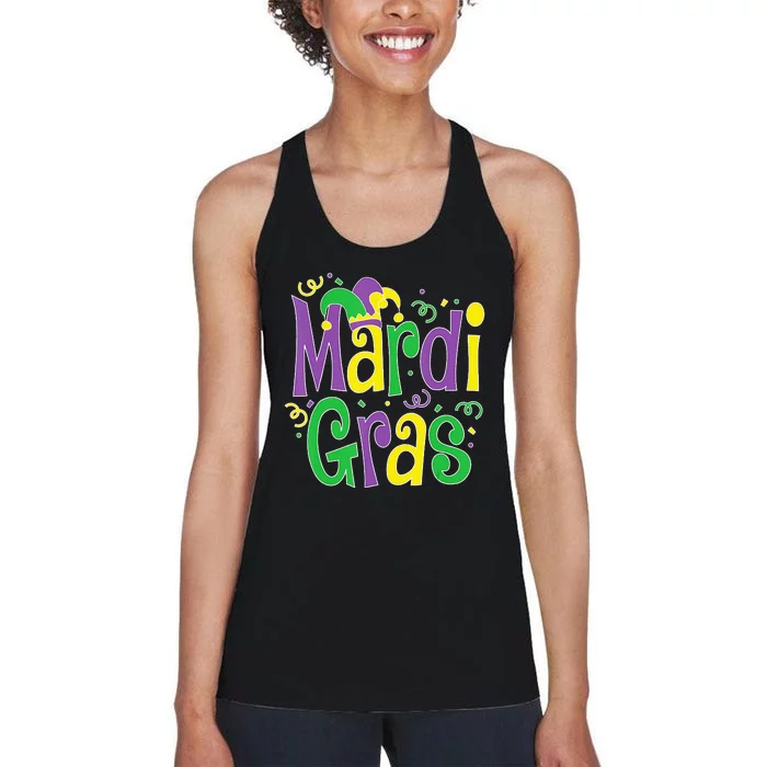 funny Mardi Gras festival Mardi Gras Party Women's Racerback Tank