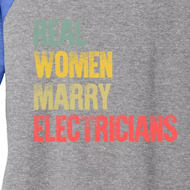 Funny Marriage Gift Real Marry Electricians Bride Gift Women's Tri-Blend 3/4-Sleeve Raglan Shirt