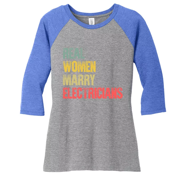 Funny Marriage Gift Real Marry Electricians Bride Gift Women's Tri-Blend 3/4-Sleeve Raglan Shirt