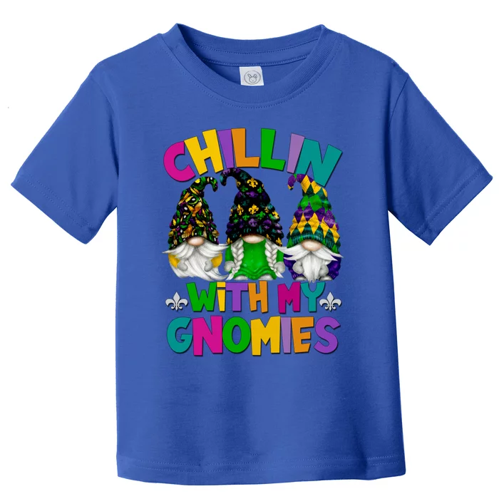 Funny Mardi Gras Gnome For Teacher Chillin With My Gnomies Cute Gift Toddler T-Shirt