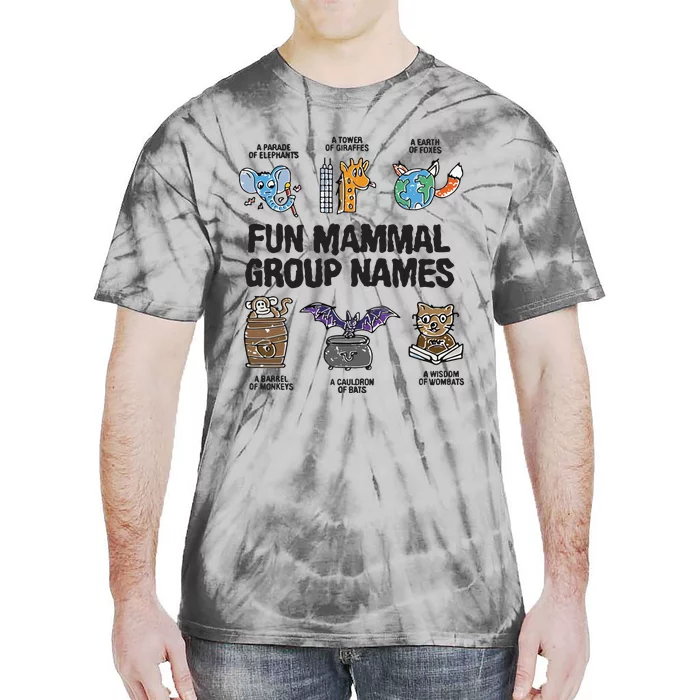 Fun Mammal Group Names Tie-Dye T-Shirt