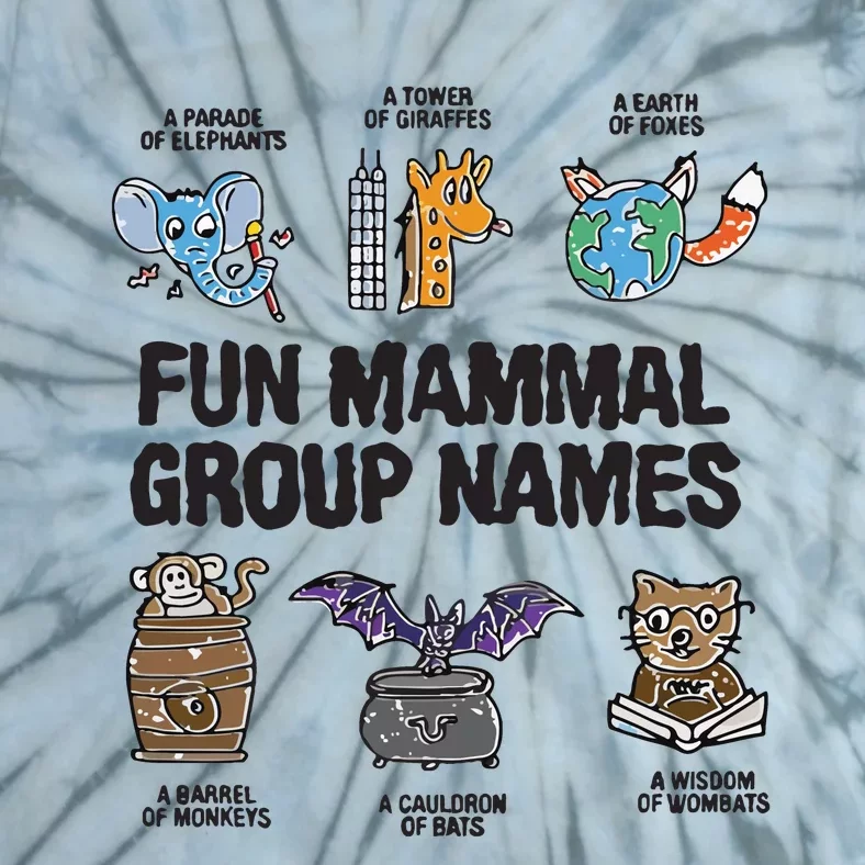 Fun Mammal Group Names Tie-Dye T-Shirt