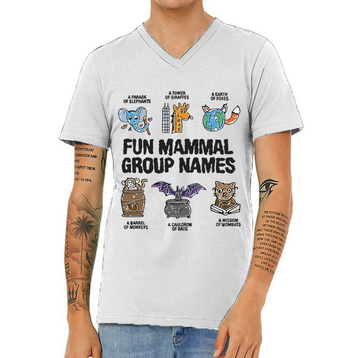 Fun Mammal Group Names V-Neck T-Shirt