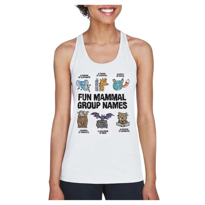 Fun Mammal Group Names Women's Racerback Tank