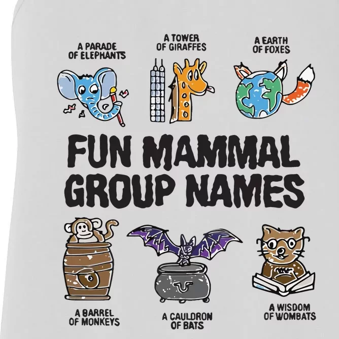 Fun Mammal Group Names Women's Racerback Tank