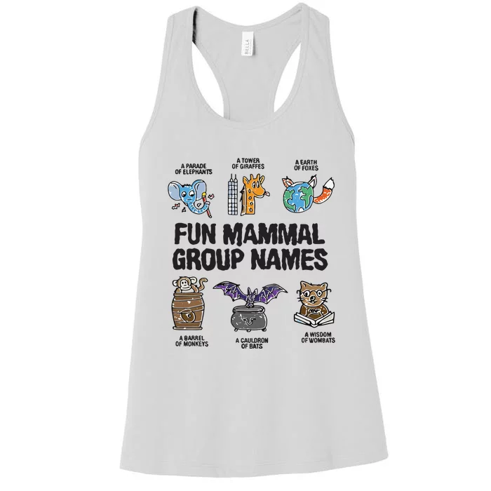 Fun Mammal Group Names Women's Racerback Tank