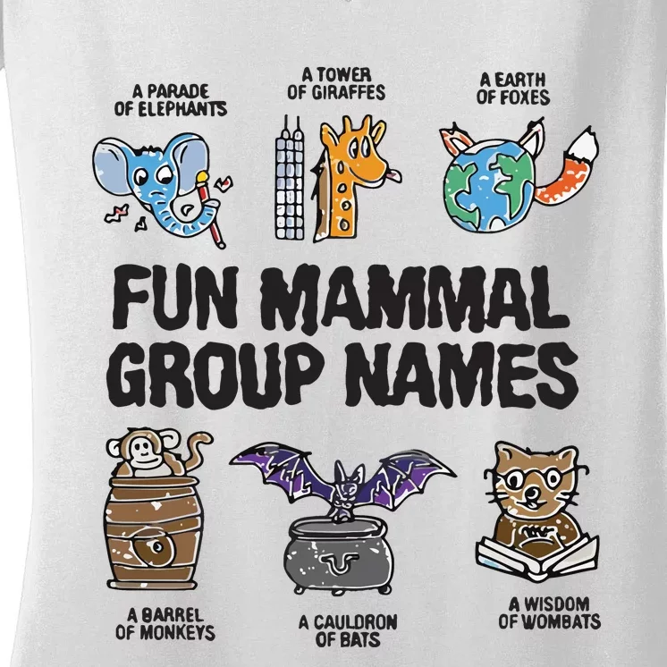 Fun Mammal Group Names Women's V-Neck T-Shirt